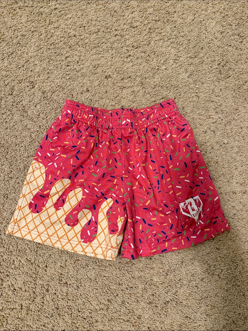 Baseball Lifestyle 101 Pink Ice Cream Cone Print Athletic Shorts